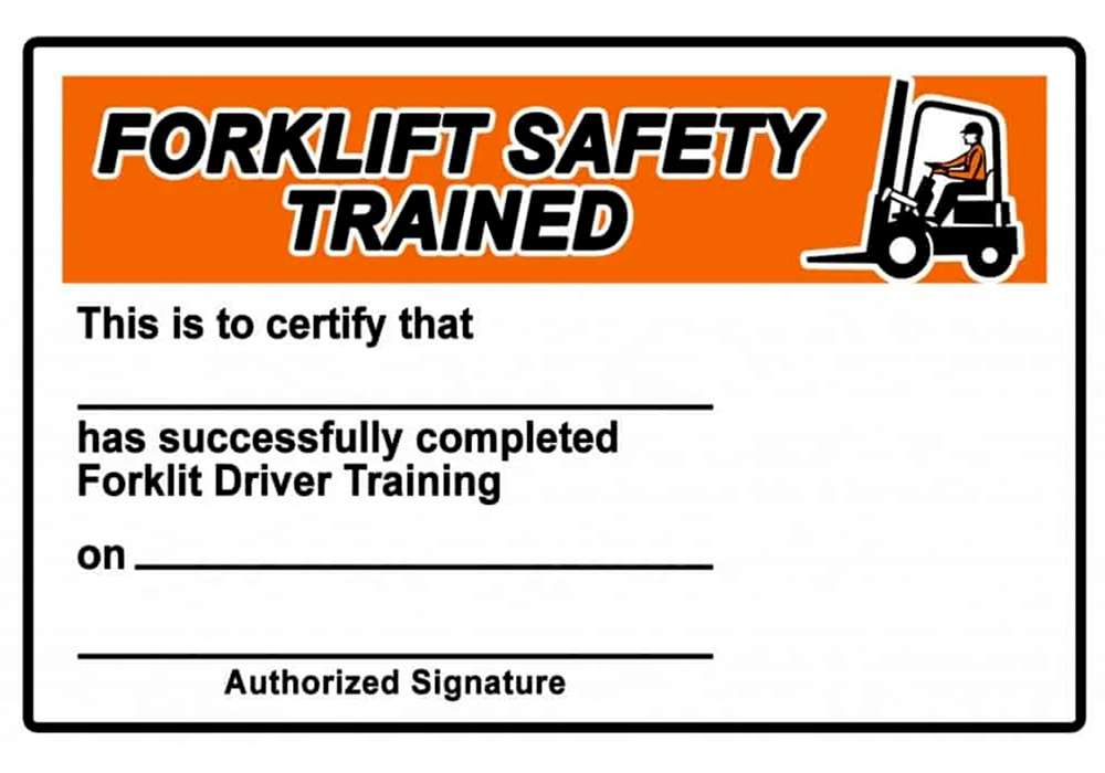 OSHA Forklift Certification Card